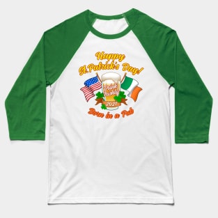 Shamrocks Beer Mug St. Patrick's Day Irish And American USA Flags Baseball T-Shirt